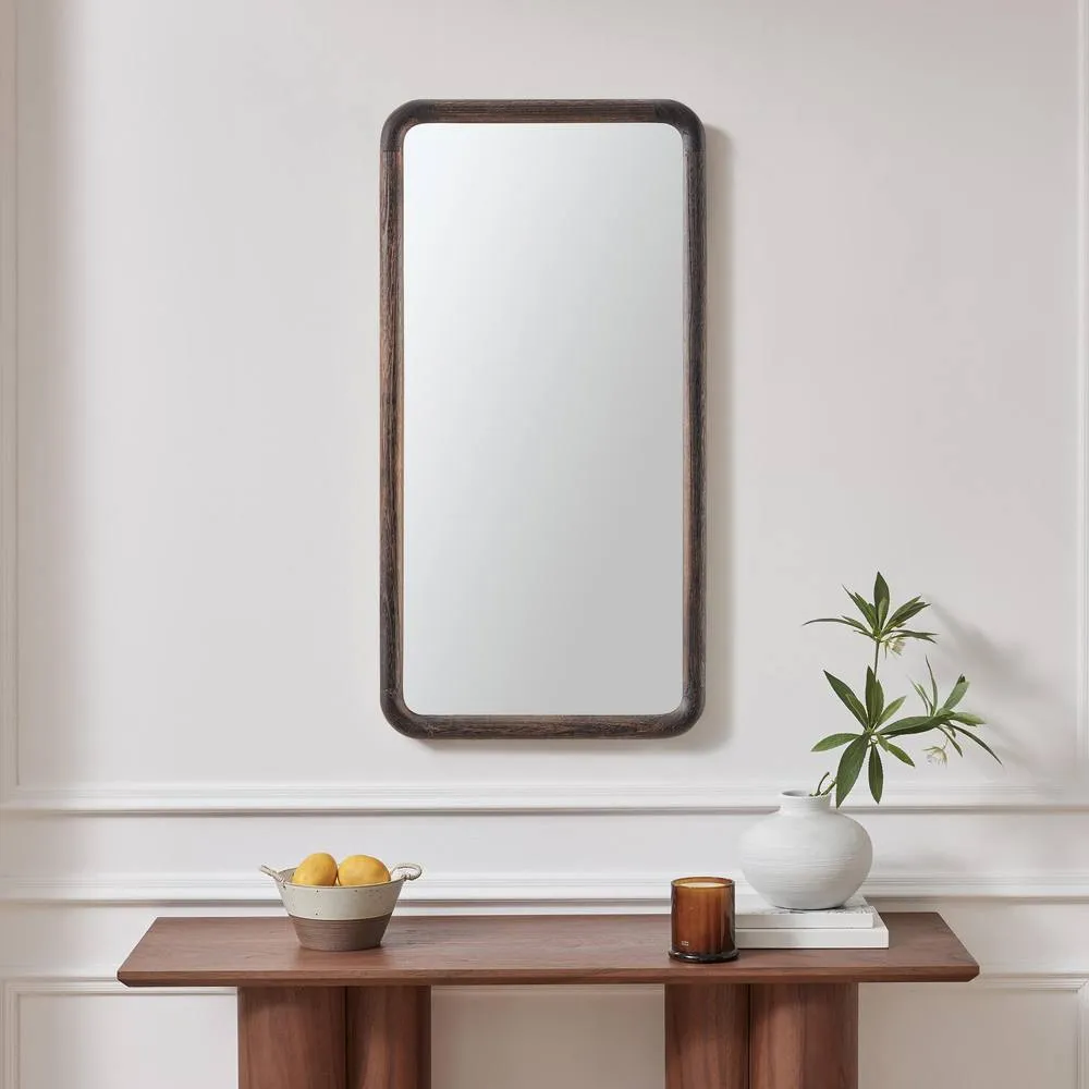 FurnitureboxUK Rowena Walnut Wood Small 80x40cm Rectangle Wall Mirror in Brown 2