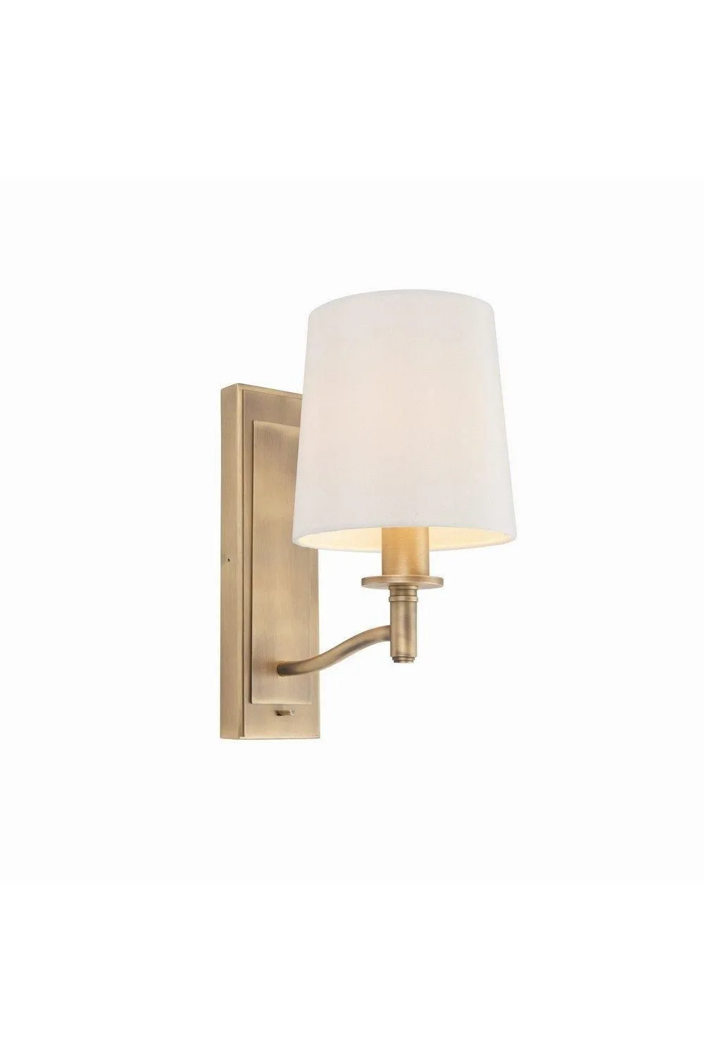 Netlighting Ortona 1 Light Wall Matt Antique Brass Vintage White Faux Silk E14 in Gold