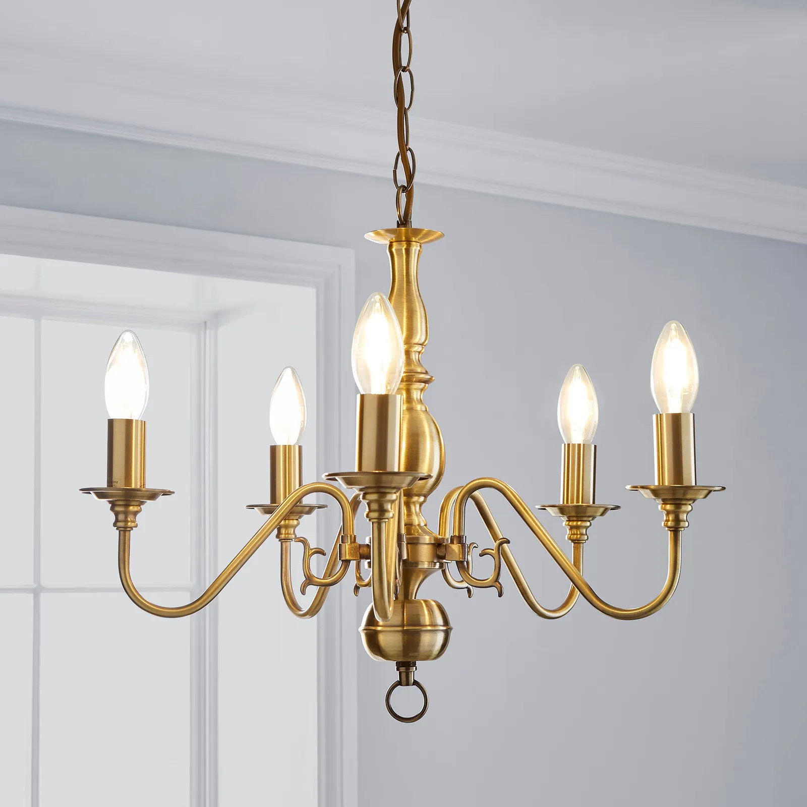 Augusta 5 Light Antique Brass Candelabra Ceiling Fitting Antique Brass