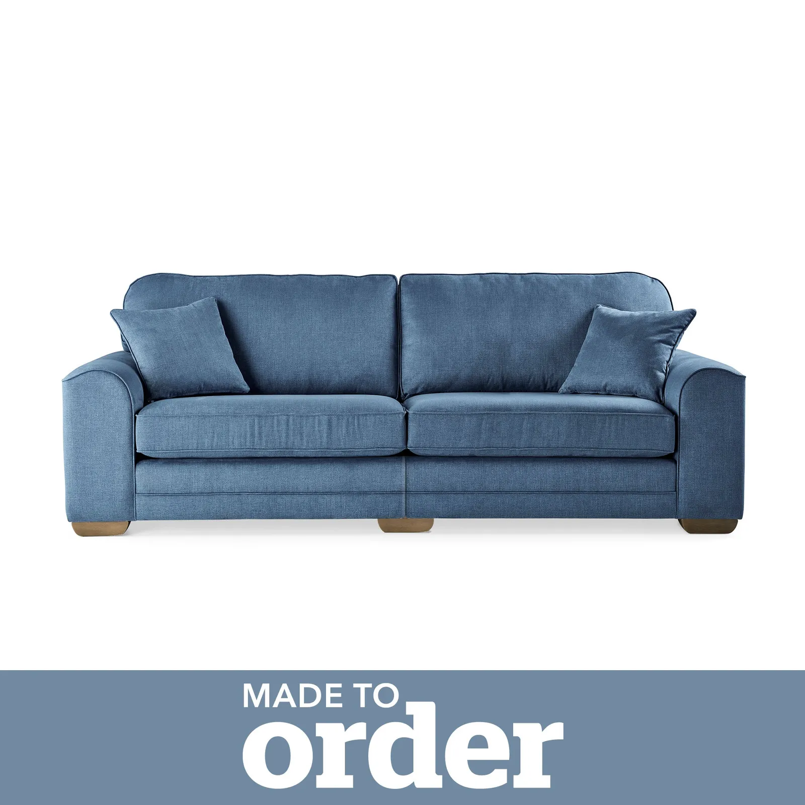 Morello 4 Seater Sofa Brushed Plain Fabric Blue