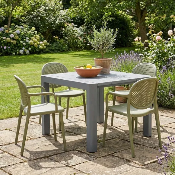 Modura Henrik Square Dining Table with 4 Stina Armchairs