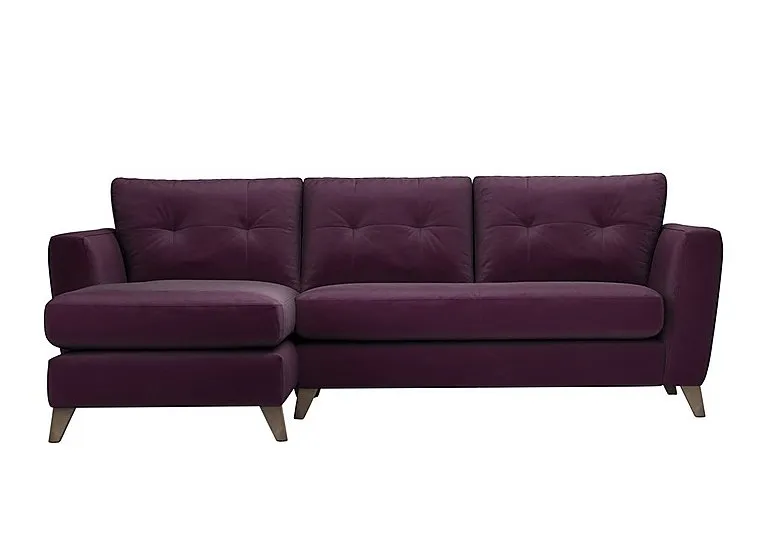 Hermione Fabric Left Hand Facing Corner Sofa with Chaise End - Frosted Grape