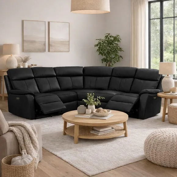Aspire Kingsmere Leather Power Recliner 5 Seater Corner Sofa 1