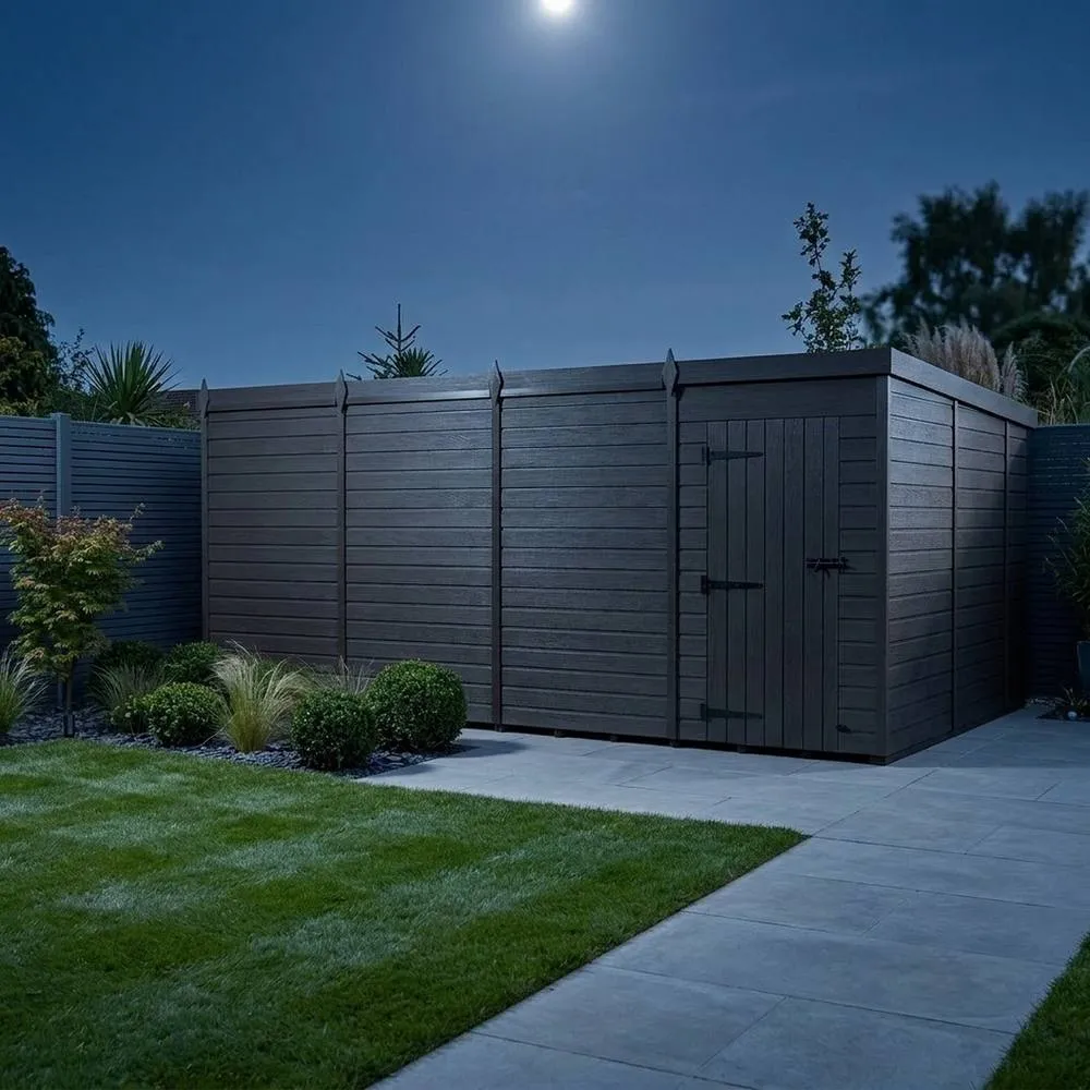 Buttercup Farm 20ft x 10ft Composite Pent Garden Shed Single Door No Windows in Grey 3