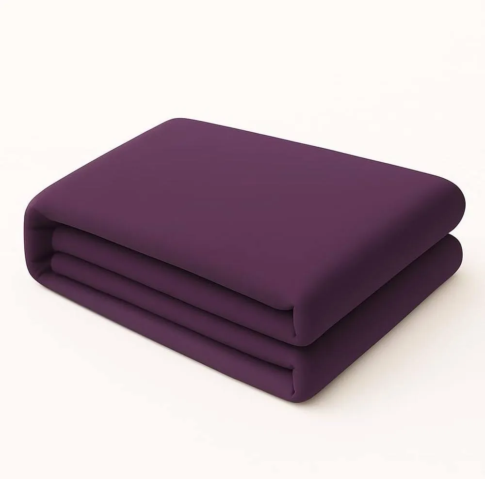 Homes-Linen Plain Dyed Flat Sheet Polycotton Blend Easy Care Bed Linen in Plum