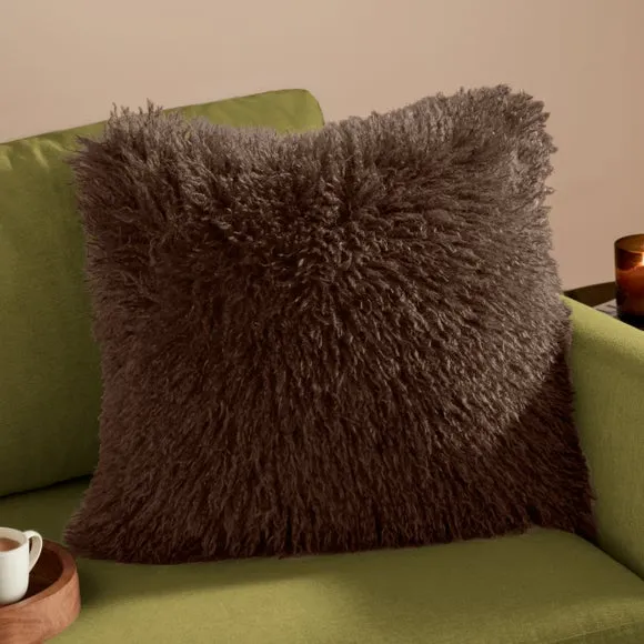 Furn Rowan Faux Fur Cushion Chocolate 50 X 50Cm, Brown