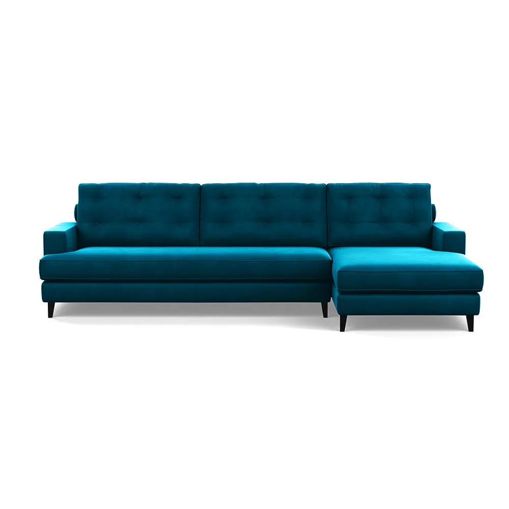 Heal's Mistral Right Hand Corner Sofa Velvet Teal Black F 1