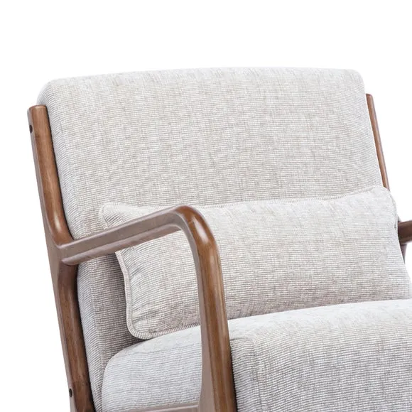 Khali Chenille Wooden Arm Rocking Chair 5