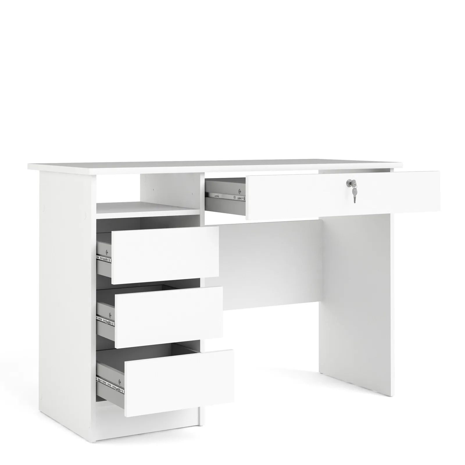 Furniture To Go Function Plus 4 Drawer Desk Handles Drawer in White 3