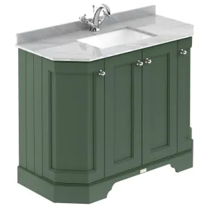 Bayswater Victrion Hunter Green Angled Traditional Freestanding Vanity Unit & Grey Marble Top Basin - 1000mm