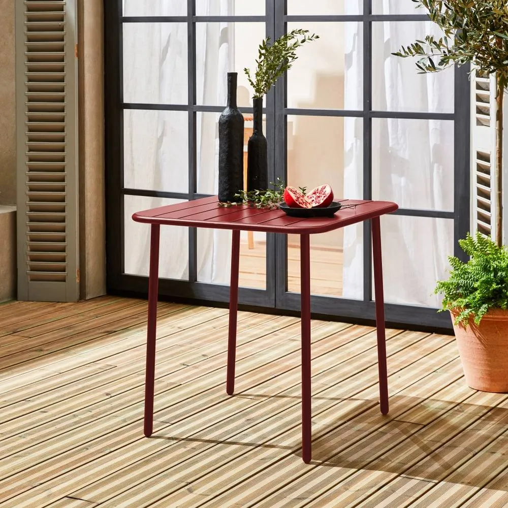 sweeek 2-seater Square Steel Garden Table in Terracotta 1