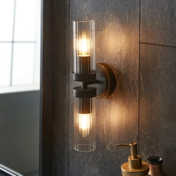 Alyn Ribbed 2 Light Bathroom Wall Light 1
