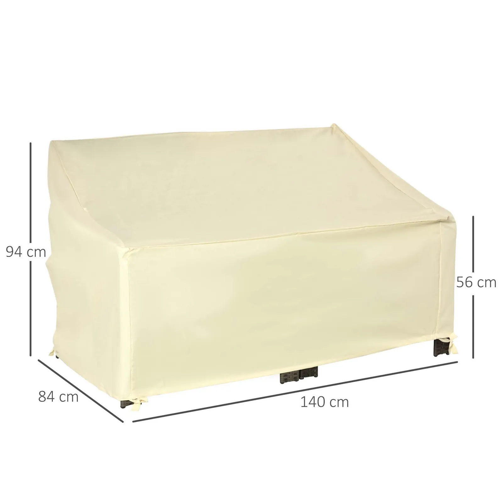 OUTSUNNY Outdoor Furniture Cover 2 Seater Loveseat Protection 140x84x94cm in Beige 3