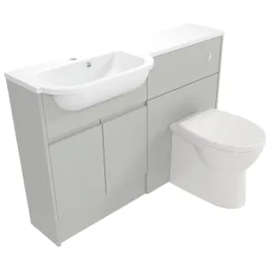 Deccado Clifton Whisper Grey Left Hand 1200mm Slimline Fitted Vanity & Toilet Pan Unit Combination with Left Hand Basin 2