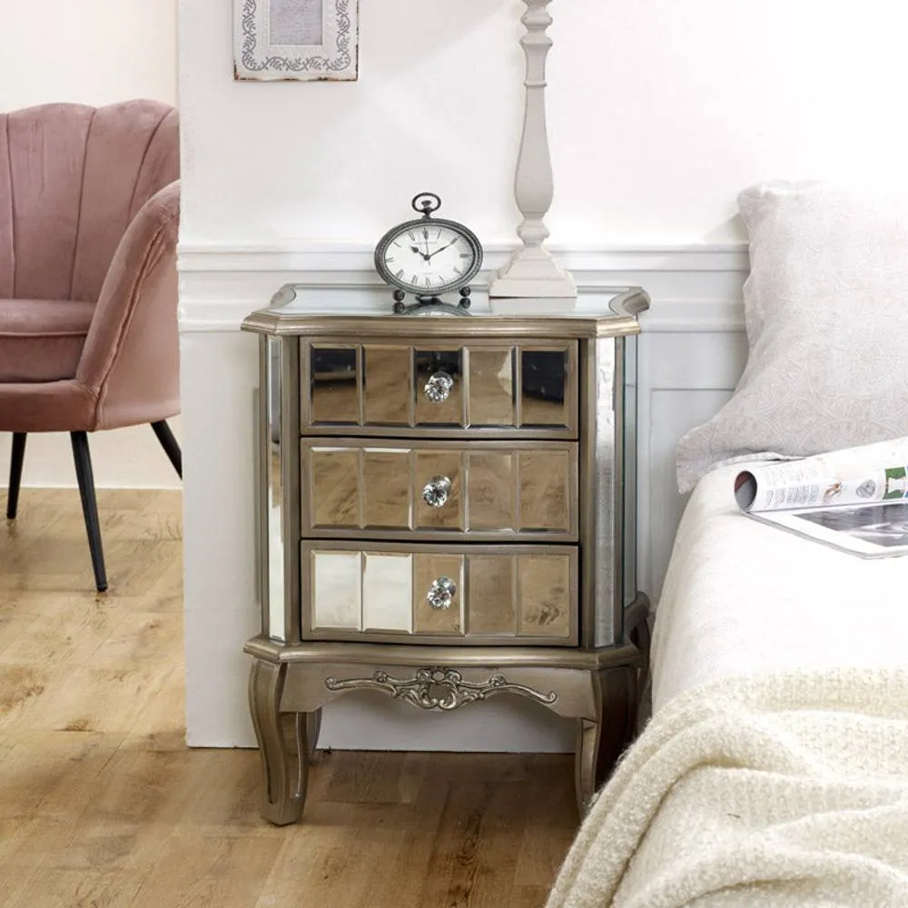 Melody Maison Wardrobe, Chest of Drawers & Pair of Bedside Tables - Tiffany Range in Silver 2