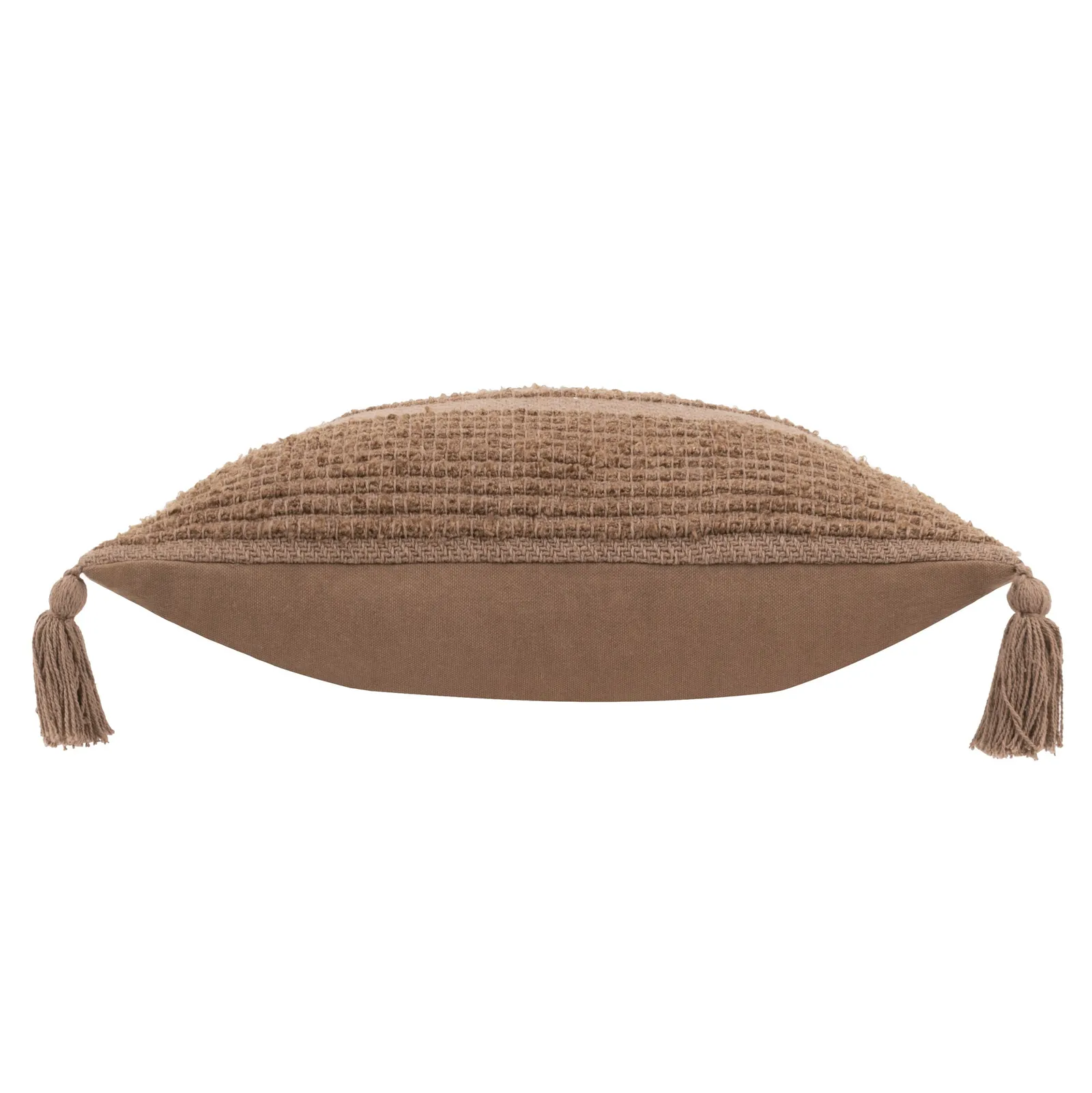 Yard Larch Woven Tasselled Cushion in Brown 4