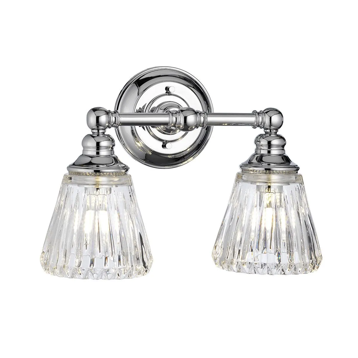 Netlighting Keynes 2 Light Wall Light Polished Chrome IP44 in Grey