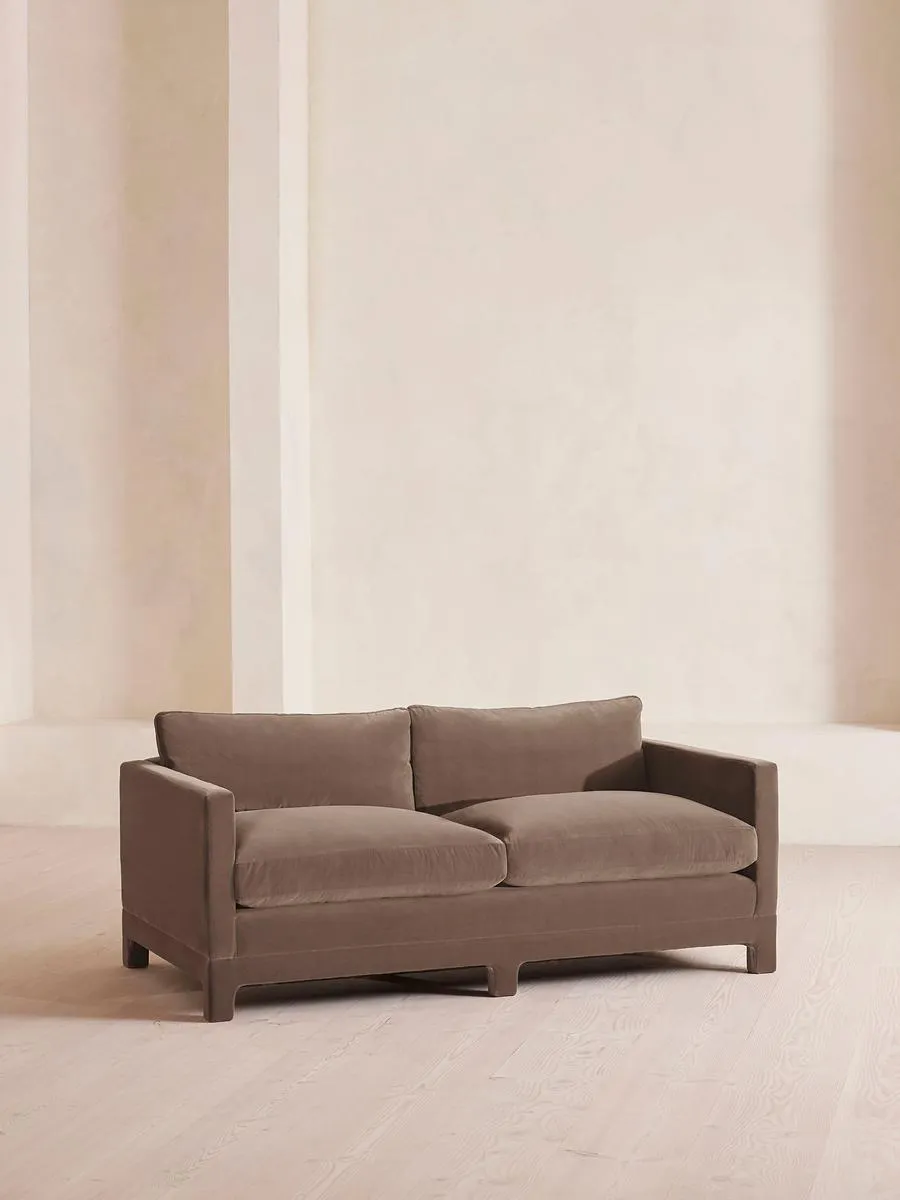 Ashford Two Seater Sofa, Velvet, Taupe