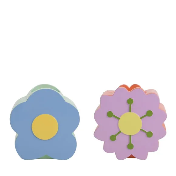 Set of 2 Raspberry Blossom Flower Candlestick Holders 2