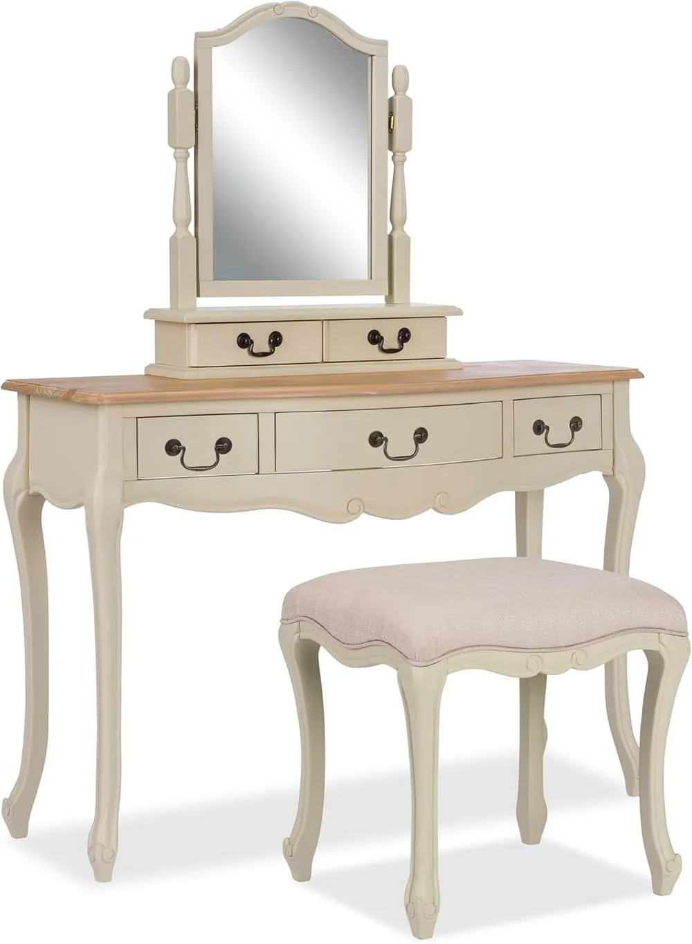 Statement Furniture Juliette Dressing Table Set (Stool, Table, Trinket Mirror) in Ivory 4