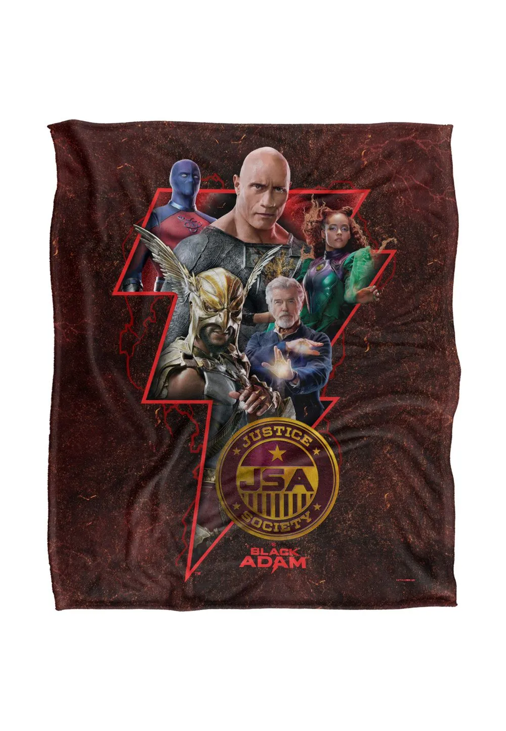 Black Adam Blanket, 152x127 cm Character Bolt Silky Touch Super Soft Throw Blanket in White