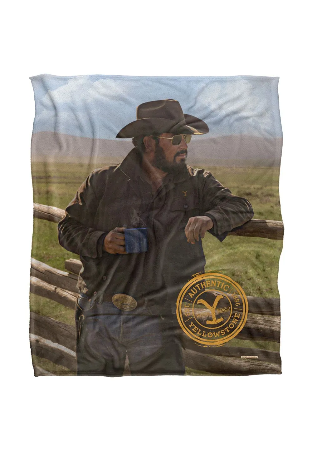 Yellowstone Rip & Coffee Silky Touch Super Soft Throw Blanket 152 X 127 cm in White