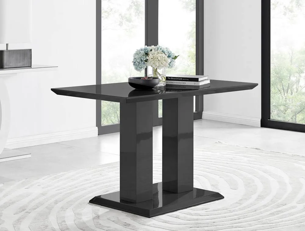 FurnitureboxUK Imperia 4 Black Dining Table & 4 Belgravia Chairs in Grey 3
