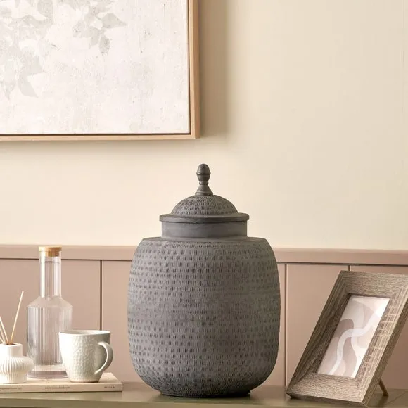 Raj Hammered Metal Urn Vase with Lid