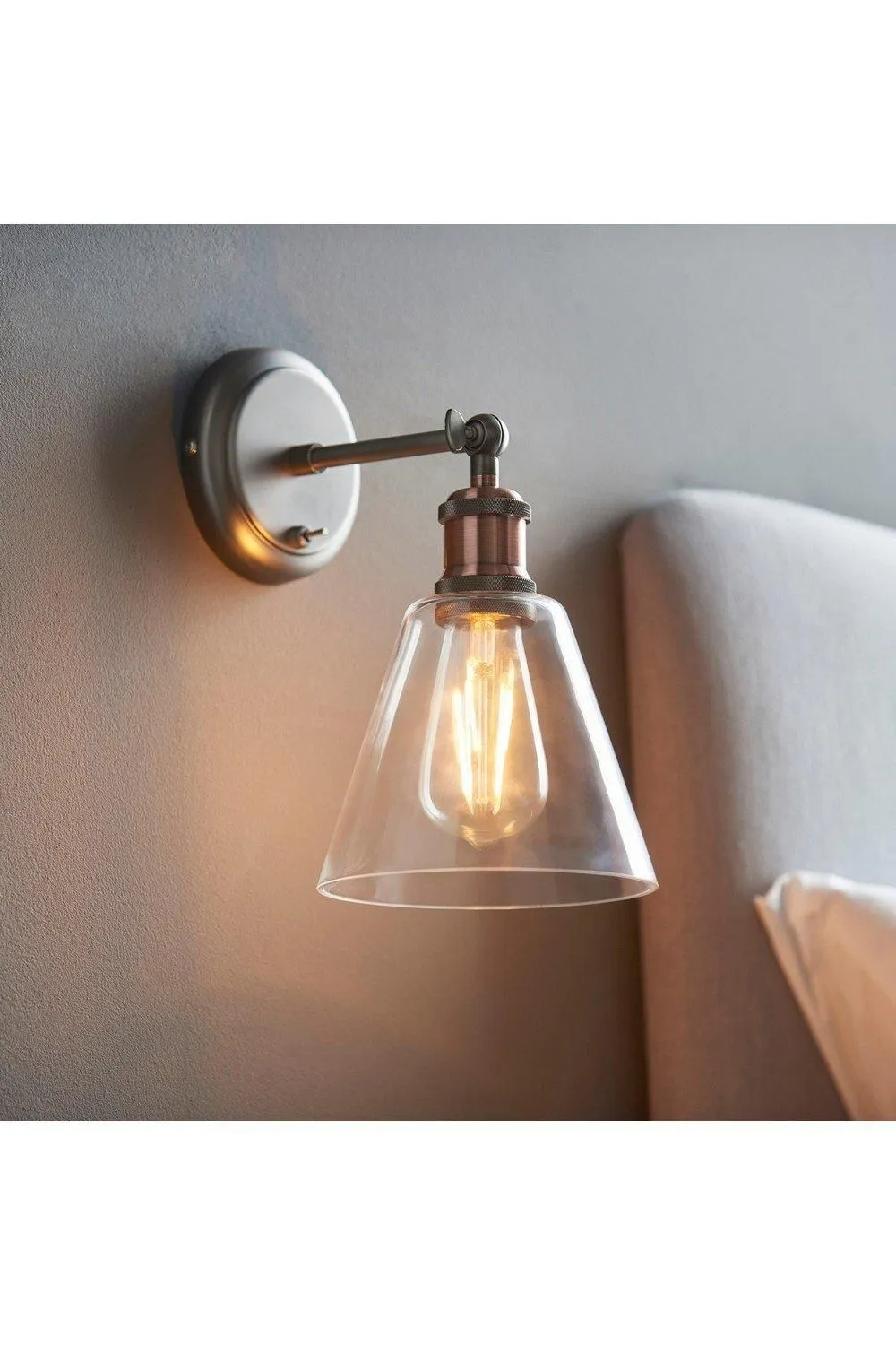 Netlighting Hal Metal Wall Lamp Aged Pewter Aged Copper Plate in Grey 2