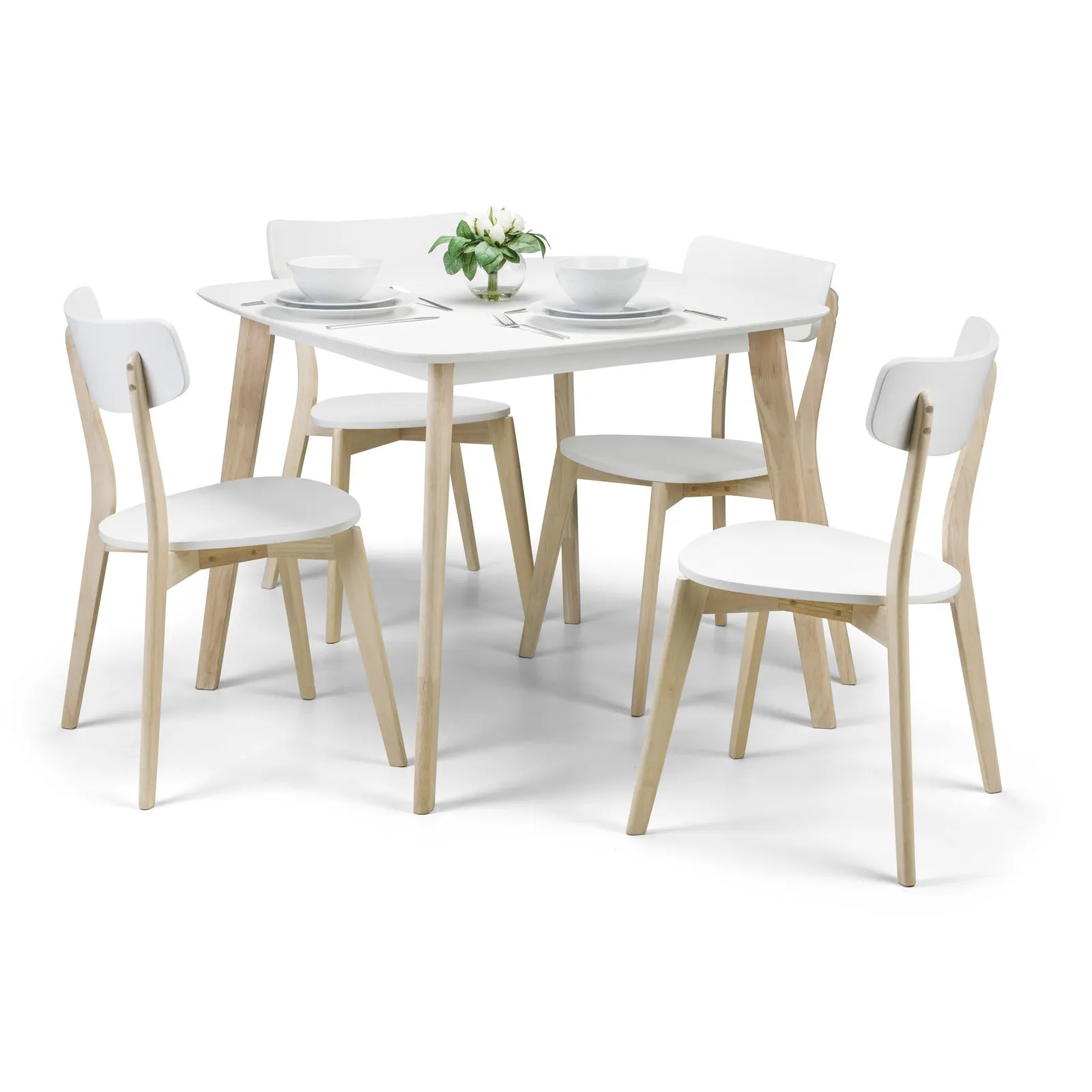 Casa 4 Seater Square Dining Table with 4 Chairs, White