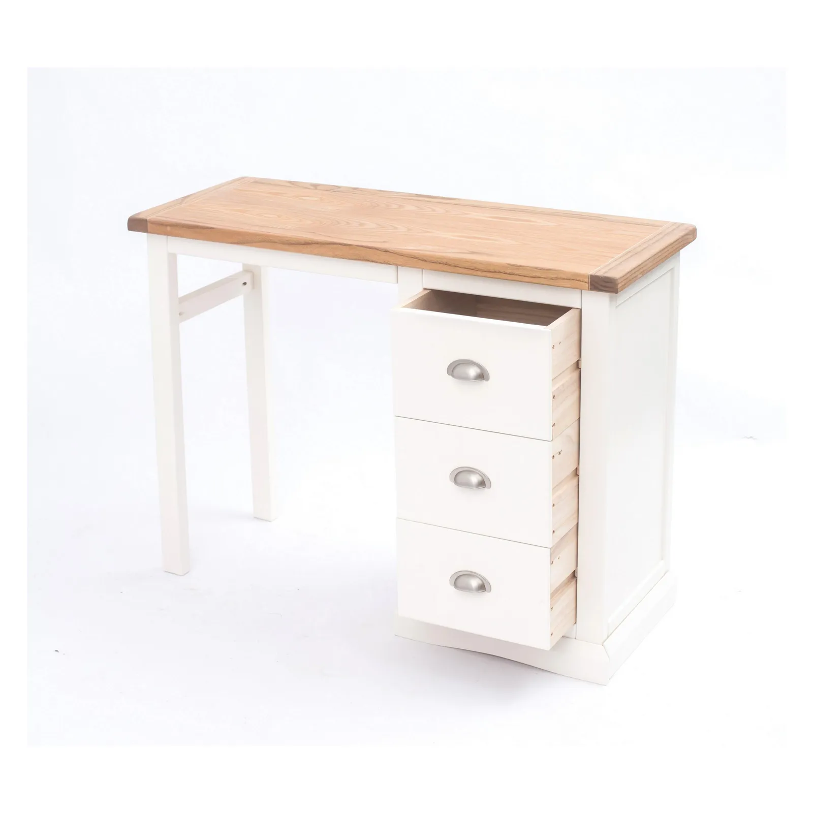 Cabinet Bits Cosenza 3 Drawer Desk - Dressing Table Chrome Cup Handle in Off-White 4