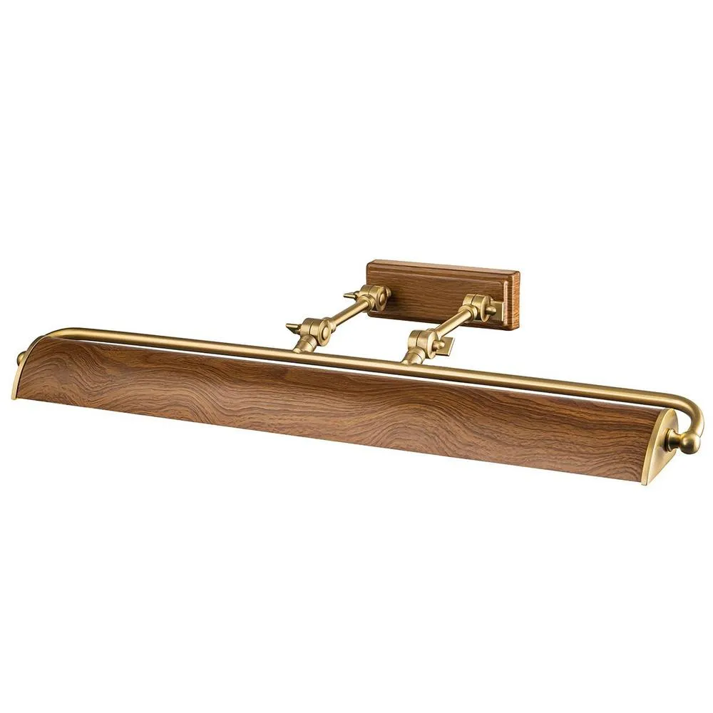 Netlighting Winchfield 4 Light Large Picture Light Aged Brass & Oak Effect in Gold