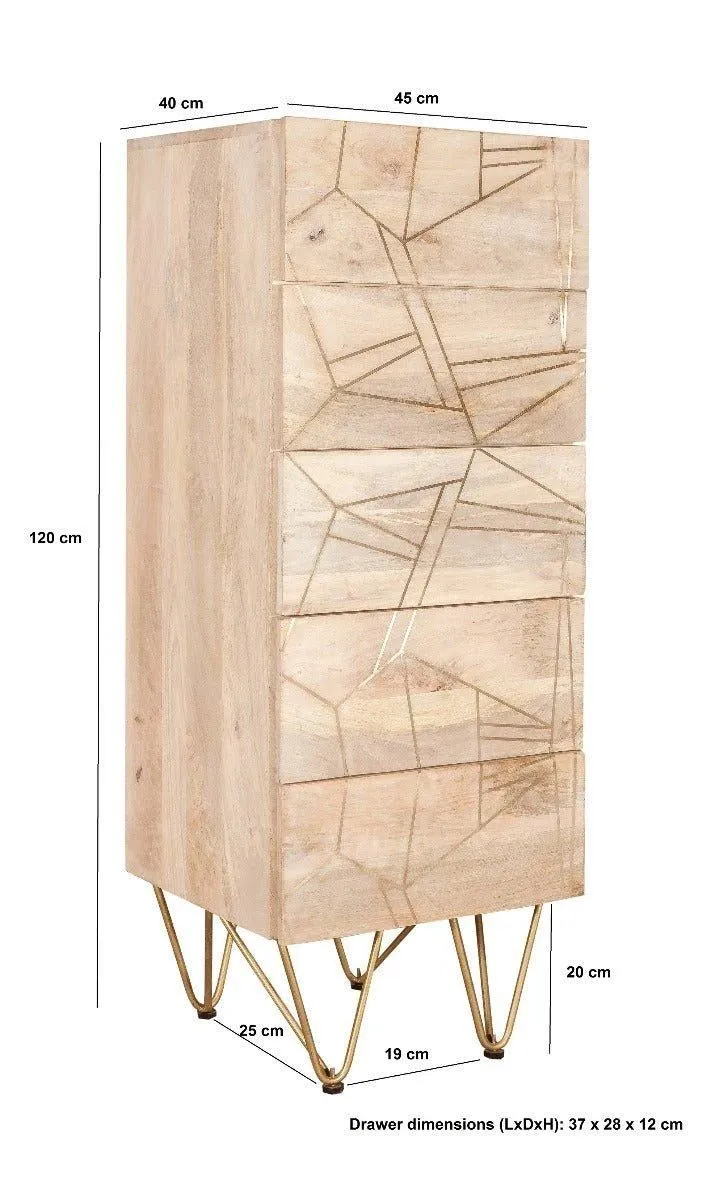 IH Design Tall Chest of drawers Deiondre Light Mango in Brown 4