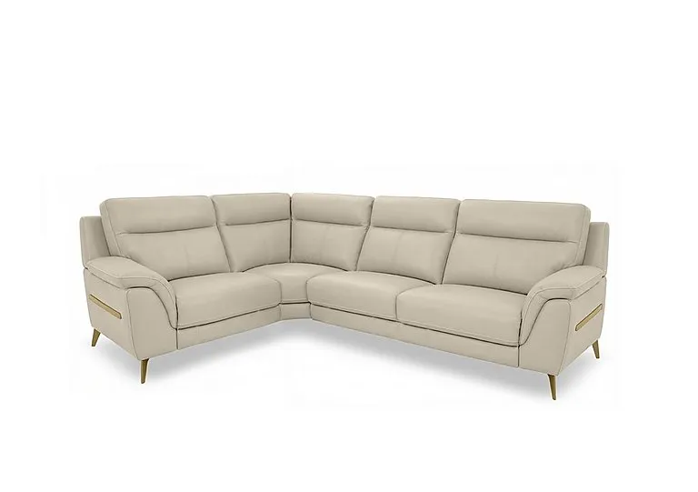 Eclipse Small Leather Left Hand Facing Corner Sofa - Bisque