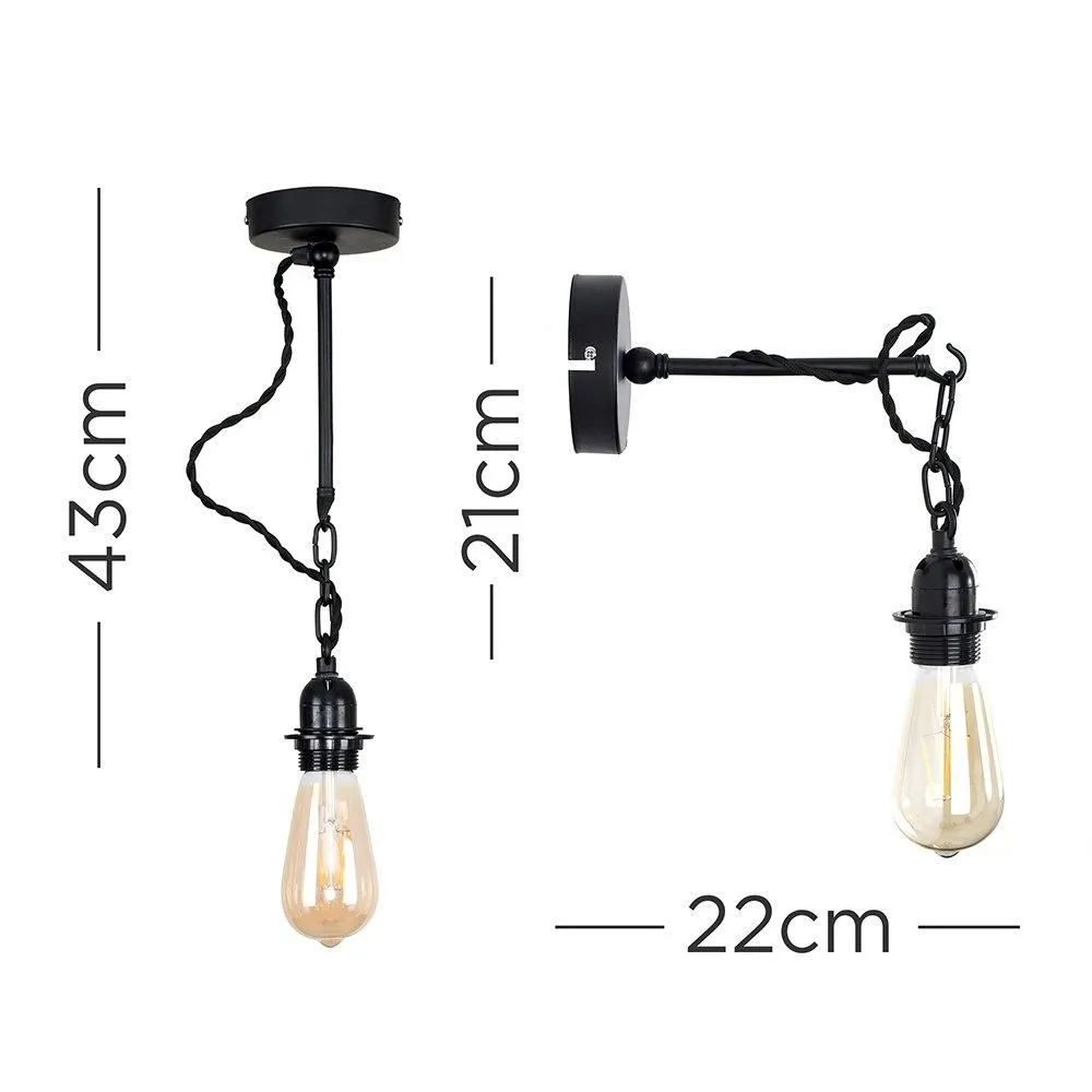 ValueLights Huber Industrial Black Indoor Wall Light Base 5