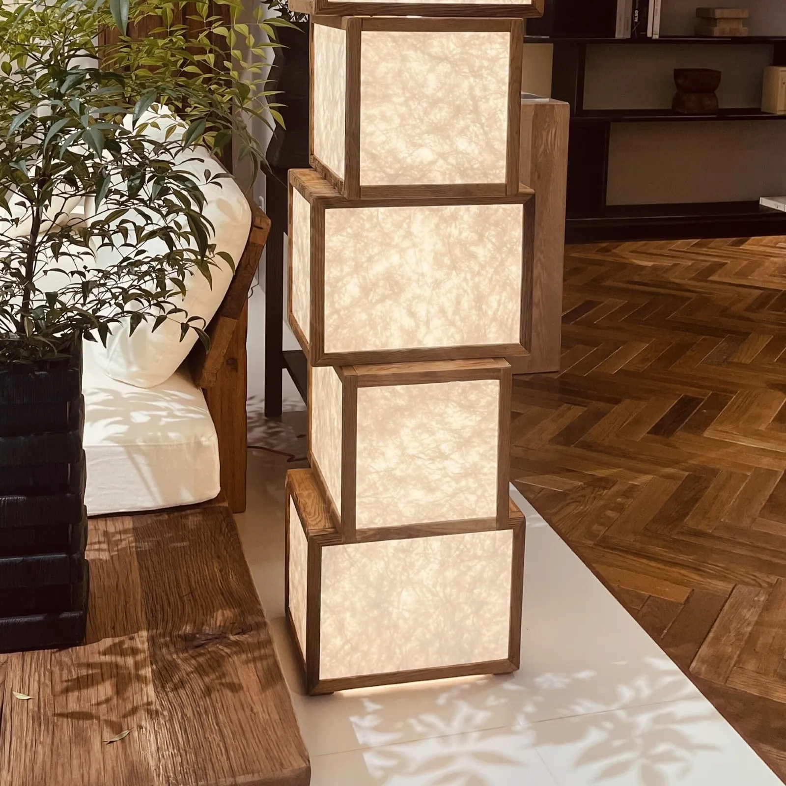 Chinese Style Floor Lamp 40X40X151Cm, White Oak | Barker & Stonehouse 2