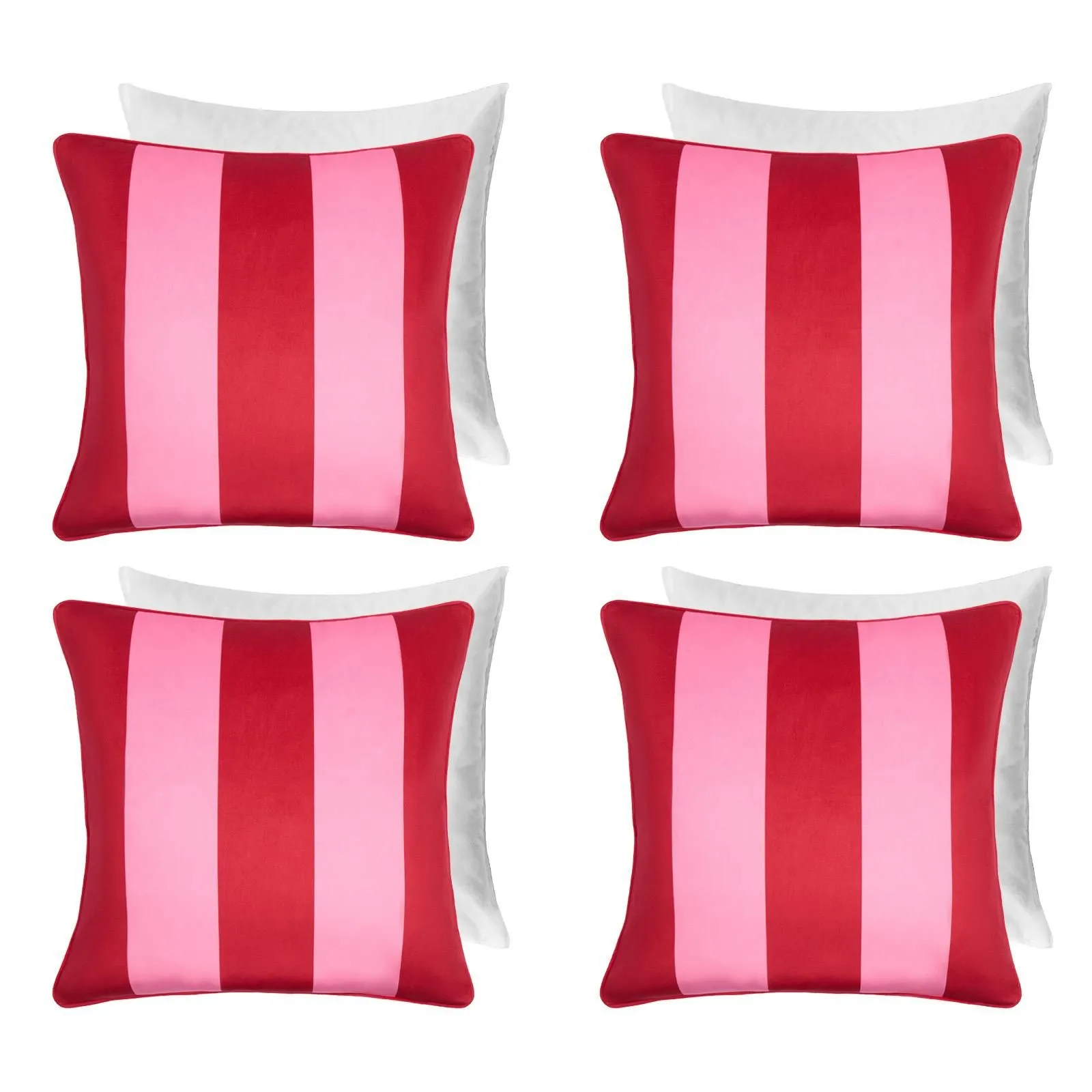 OHS 4 Pack Stripe Filled Cushion Covers Home Decor Set in Pink