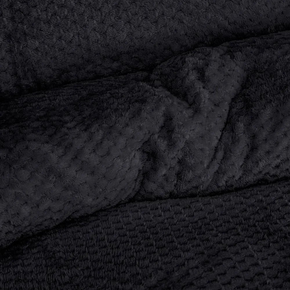 Smart Living Luxury Super Soft & Reversible Waffle Teddy Fleece Duvet Set in Black 3