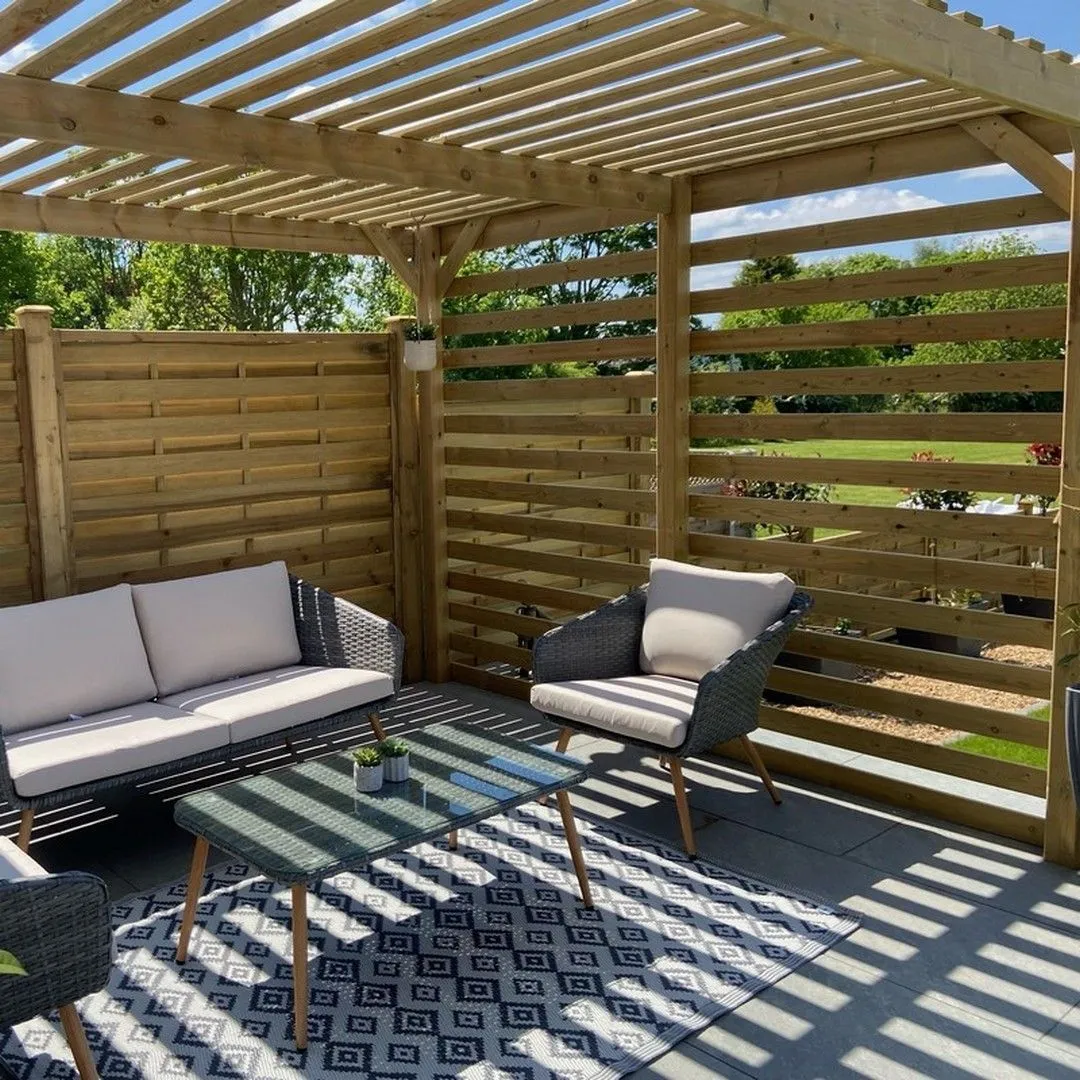 Rutland County Garden Furniture Ltd Shade Pergola - Wood - L360 x W420 x H270 cm - Rustic Brown in Light Green 5