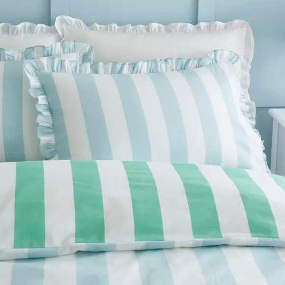 Emmy Frilled Stripe 100% Cotton Duvet Cover and Pillowcase Set 4