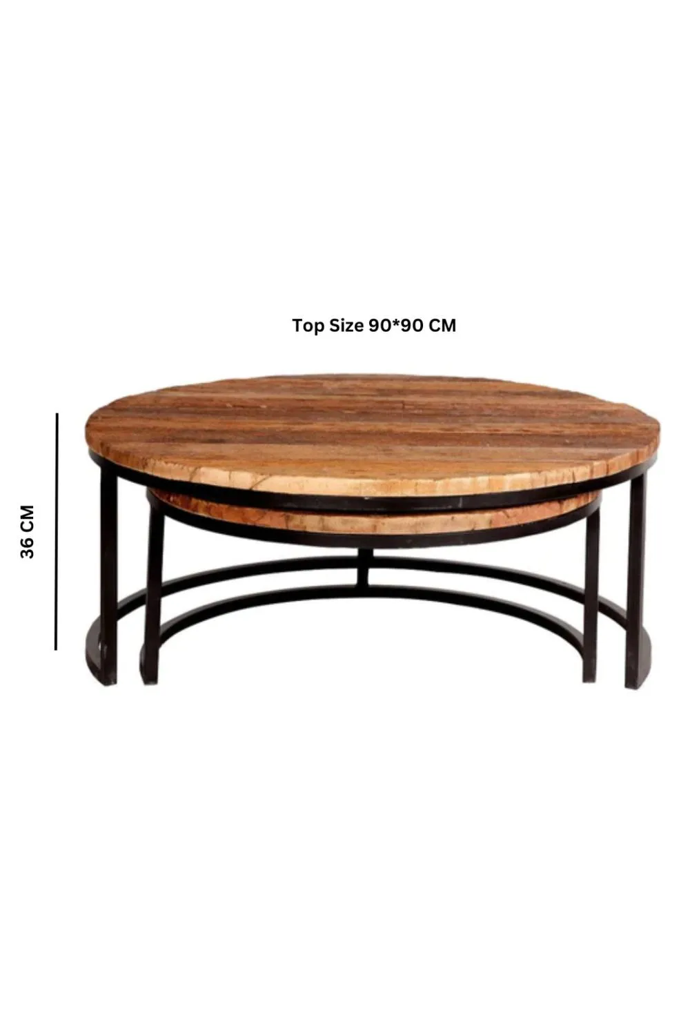 IH Design Wauseon Solid Wooden Set of 2 Coffee Tables - Railway Sleeper Table in Brown 3
