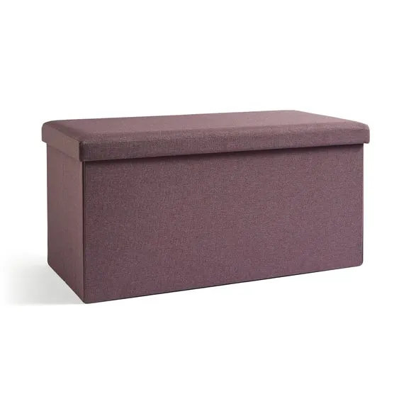 Faux Linen Rectangular Ottoman 3