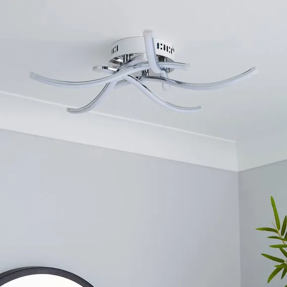 Layla 5 Light Integrated LED Chrome Flush Ceiling Light 2