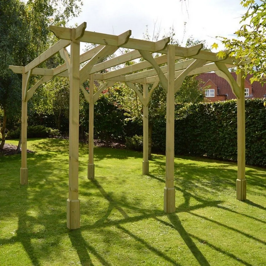 Rutland County Garden Furniture Ltd Premium Pergola 6 Posts - Wood - L300 x W780 x H270 cm - Light Green 5