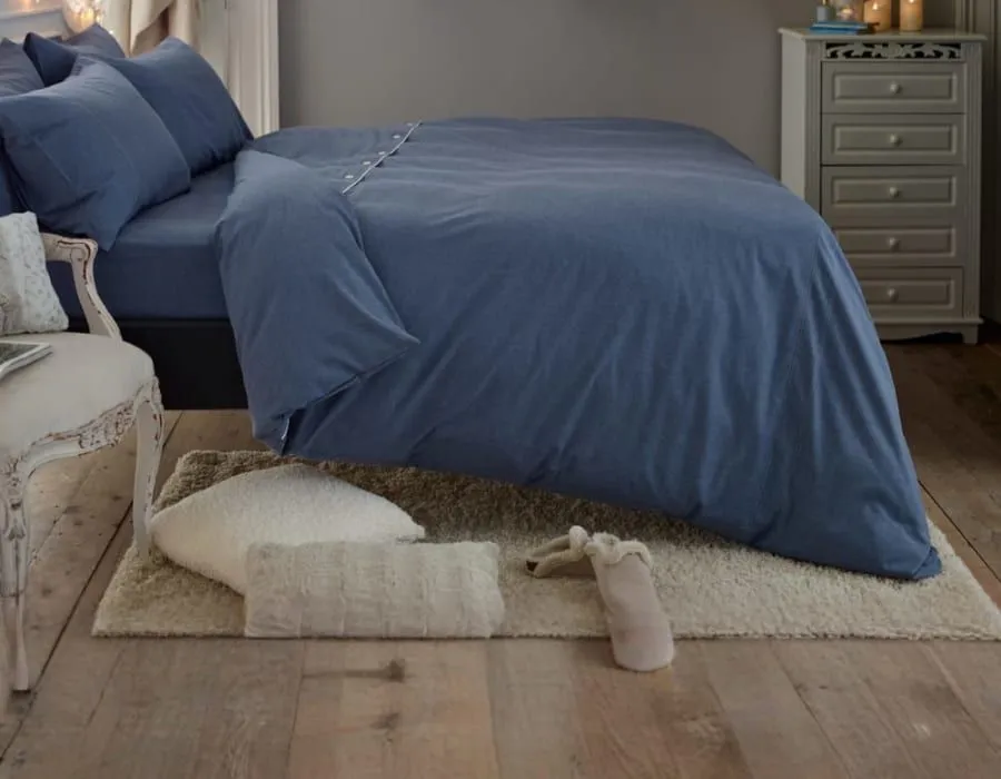 Deyongs Southwick Melange Look Fitted Sheet - Smooth, Soft & Breathable | 1846 in Blue 3