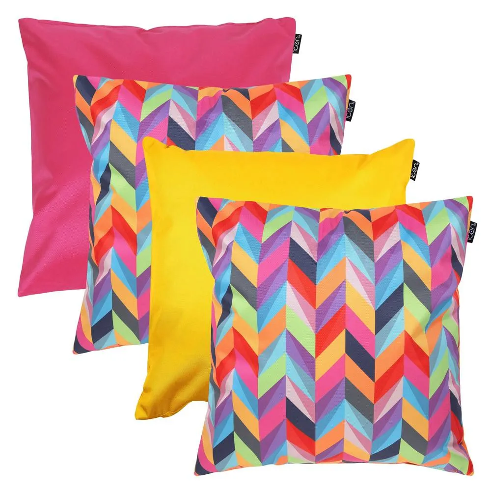 icon 4PK Cushion, x2 Herringbone, x1 Pink x1 Yellow