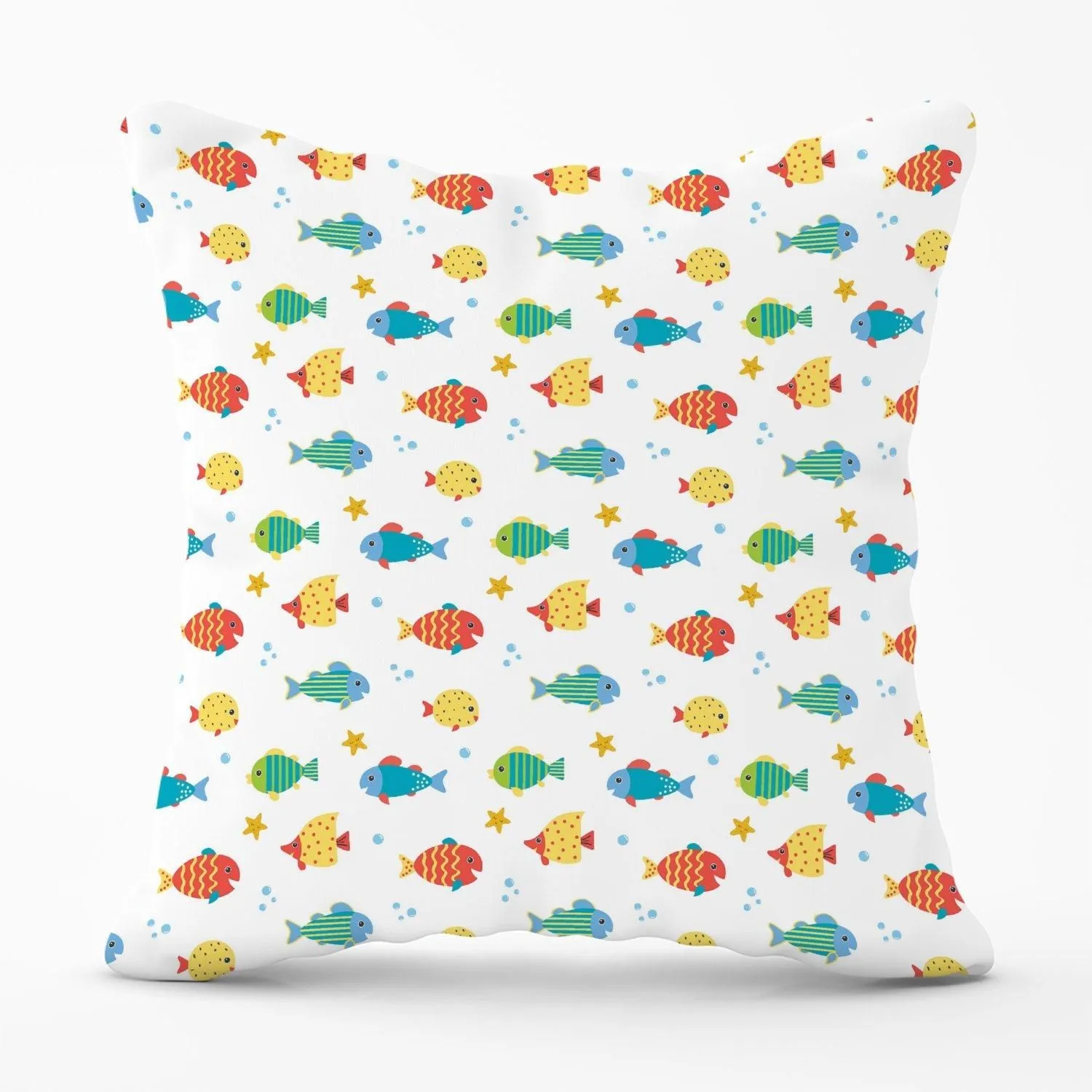 Warren Reed - Designer Swimming Fish Outdoor Cushion in Blue