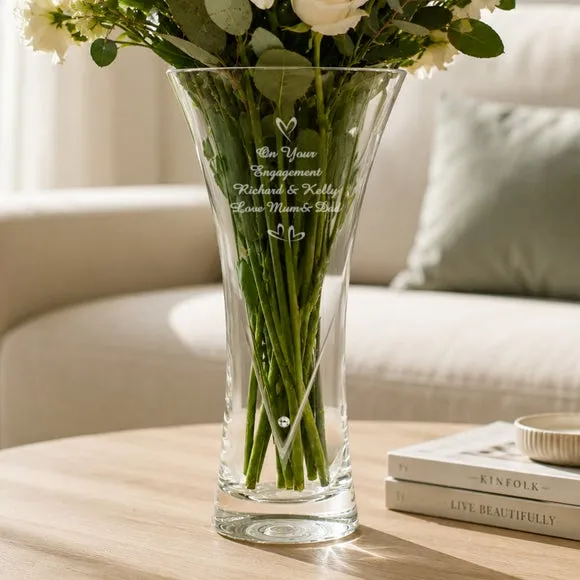 Personalised Hearts Diamond Effect Vase 4