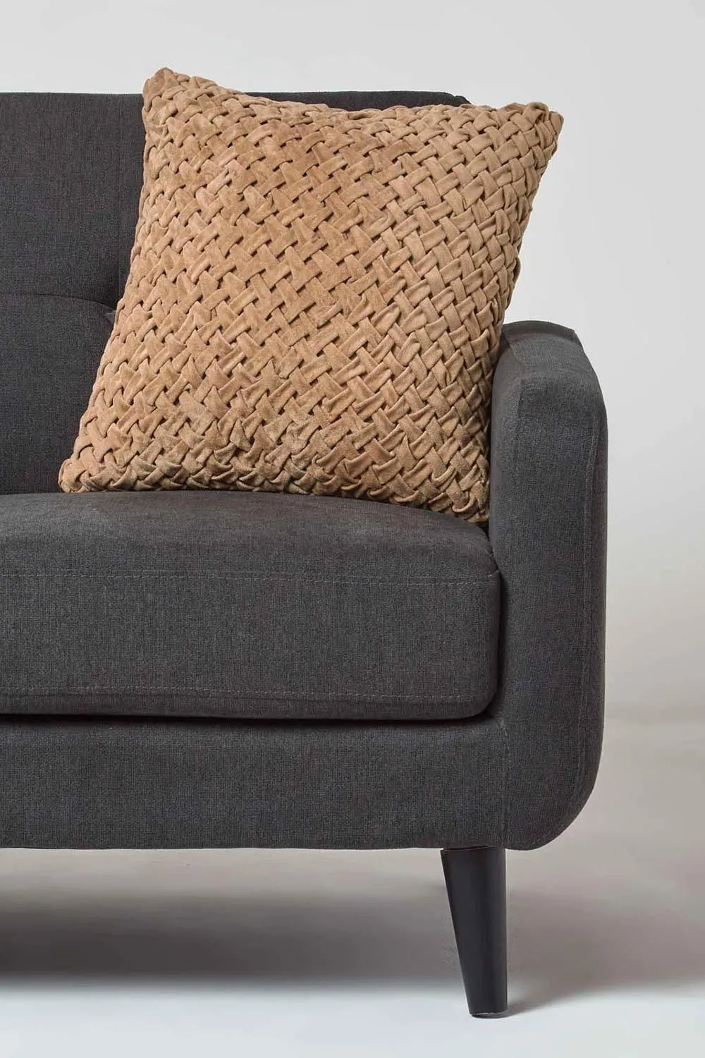 Homescapes Sofia Pleated Velvet Cushion in Taupe 2