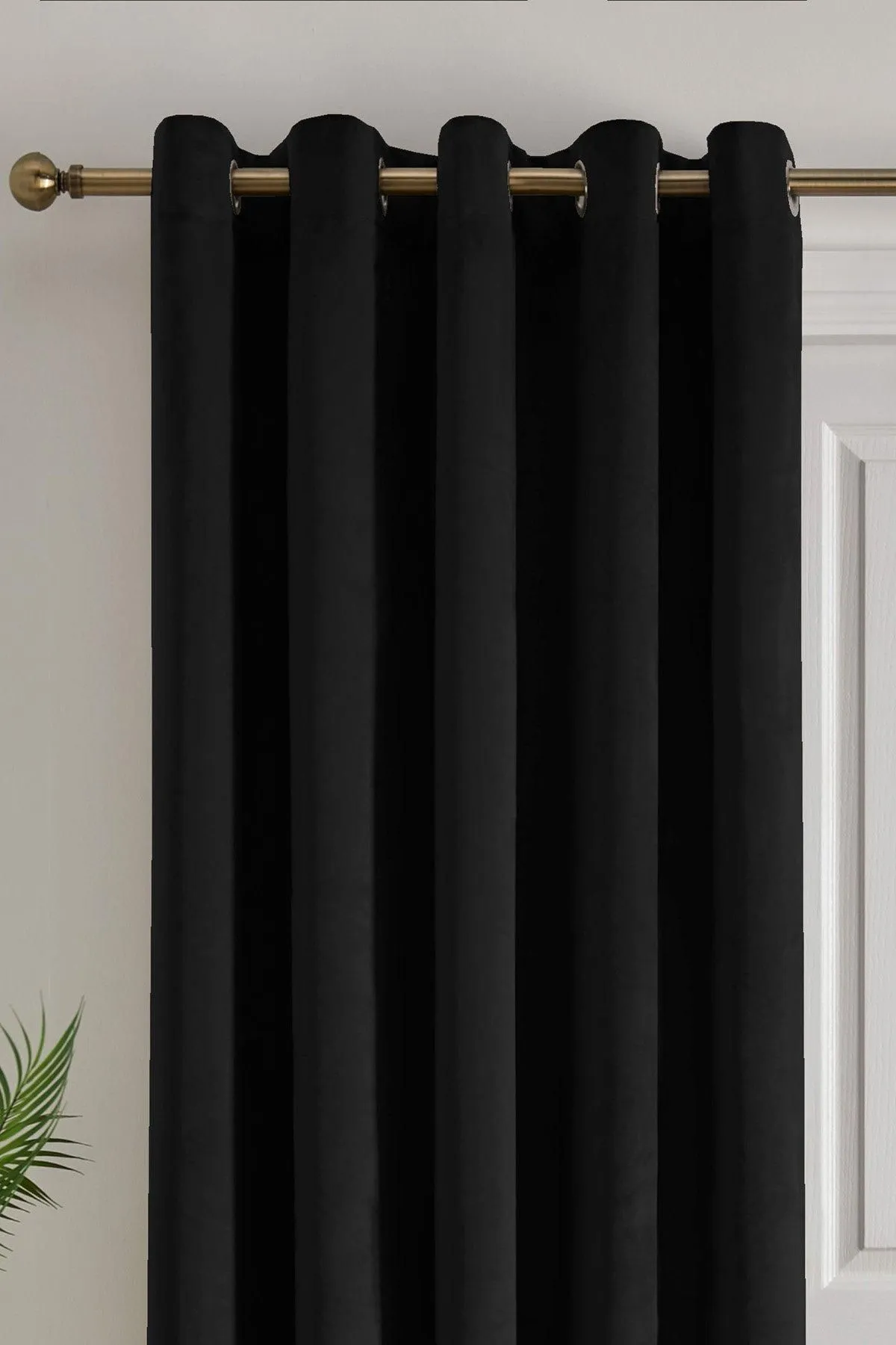 Laurence Llewelyn-Bowen 'Montrose' Velvet Blackout Eyelet Single Panel Door Curtain in Black 2